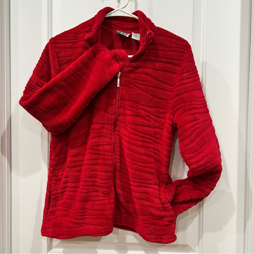 Mountain Lake Red Full Zip Collared Textured Fleece Jacket Women’s S Gorpcore
